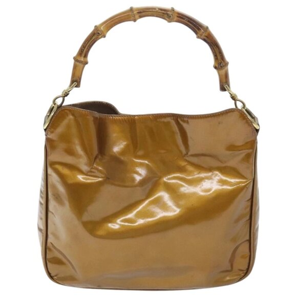 GUCCI Bamboo Hand Bag Enamel 2way Gold Tone Gold 001 1014 1638 0 Auth 93035 - Picture 2 of 15